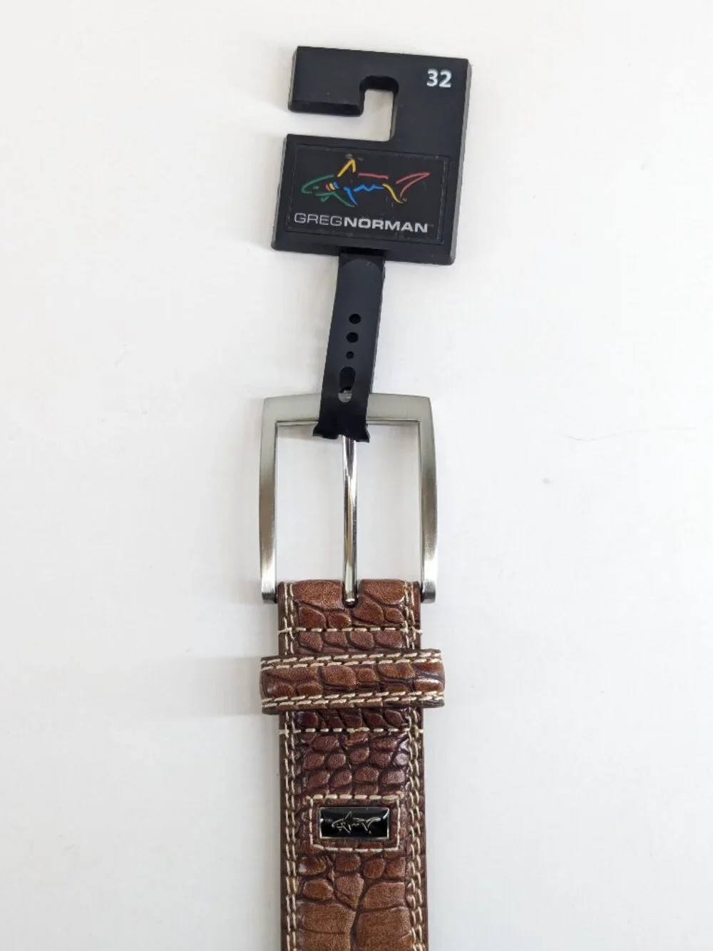 Greg Norman Men's Croco Print Golf Belt Tan 32